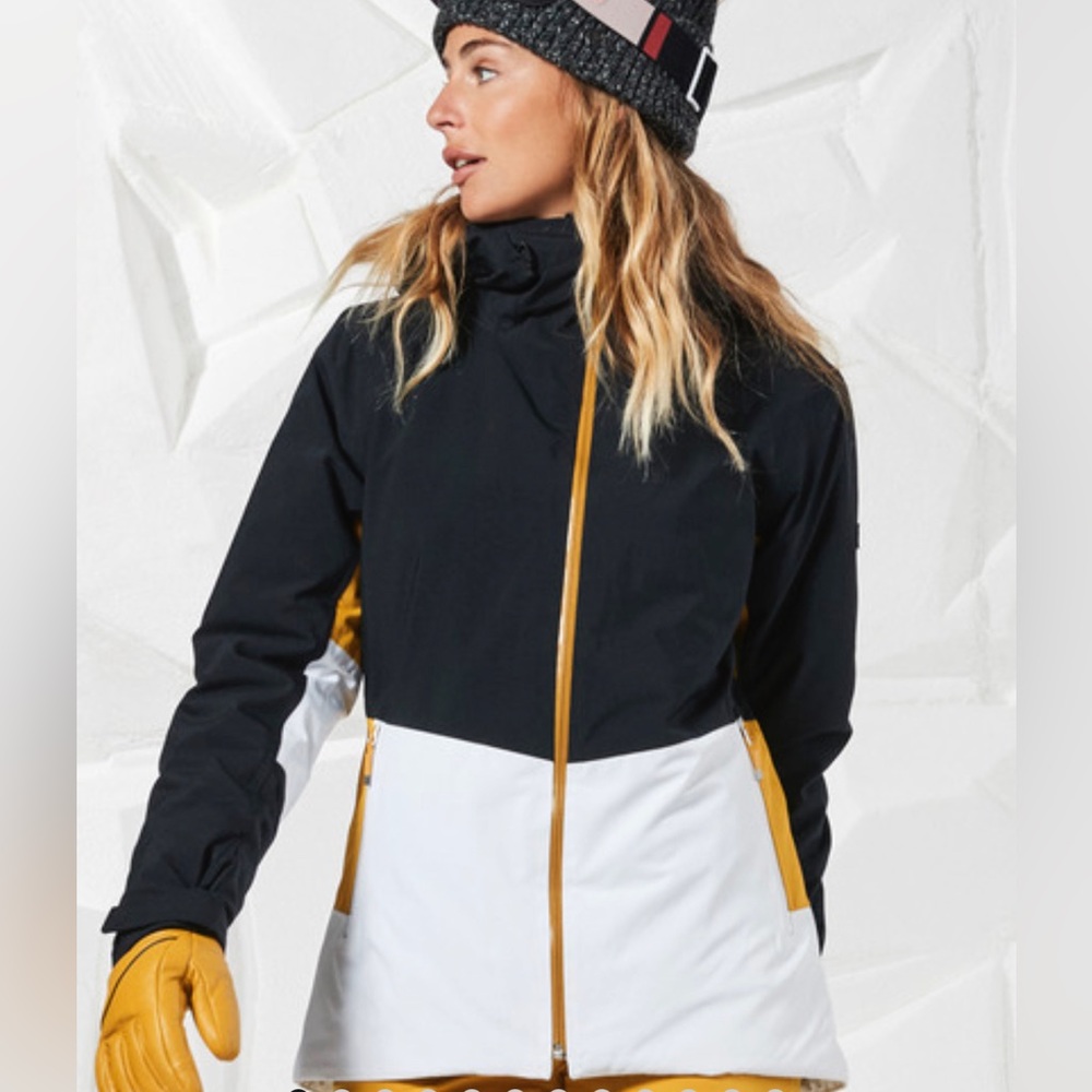 Women's Black and White Jacket with Gold Accents